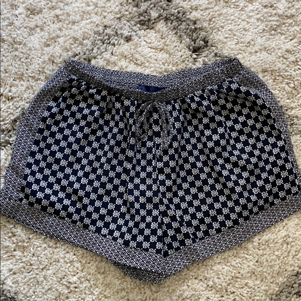 Navy Patterned Polyester Boutique Lined Shorts